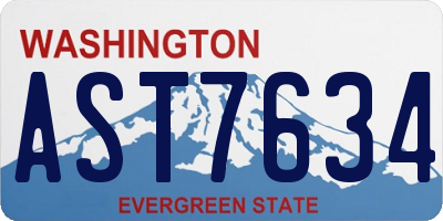 WA license plate AST7634