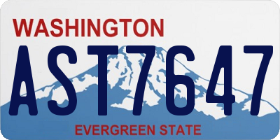 WA license plate AST7647