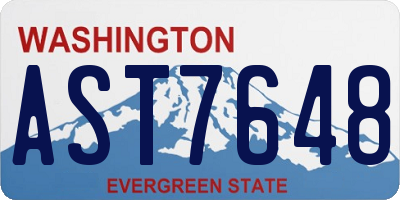 WA license plate AST7648