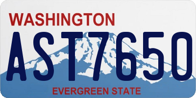 WA license plate AST7650