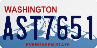 WA license plate AST7651