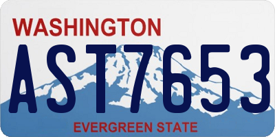 WA license plate AST7653