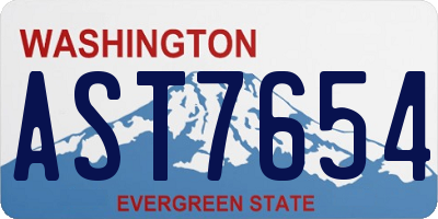WA license plate AST7654