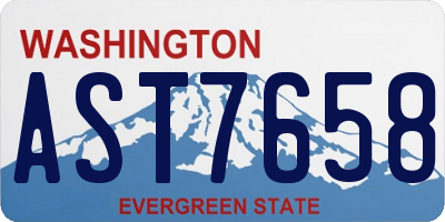 WA license plate AST7658