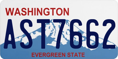 WA license plate AST7662