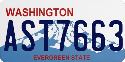 WA license plate AST7663