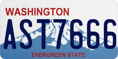 WA license plate AST7666