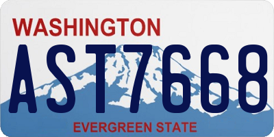 WA license plate AST7668