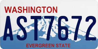 WA license plate AST7672