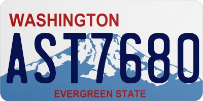 WA license plate AST7680