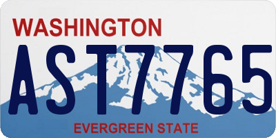 WA license plate AST7765