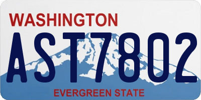 WA license plate AST7802