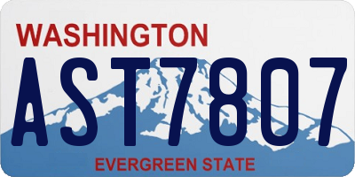WA license plate AST7807