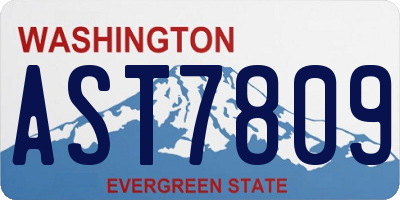 WA license plate AST7809