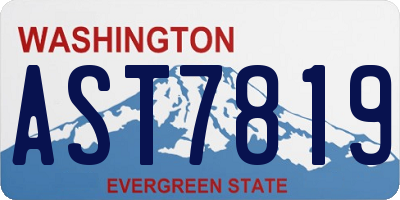 WA license plate AST7819