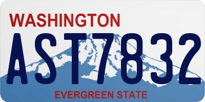 WA license plate AST7832
