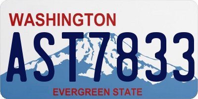 WA license plate AST7833