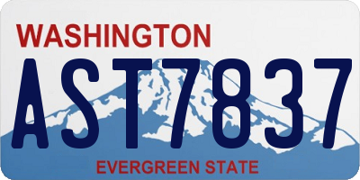 WA license plate AST7837