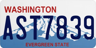 WA license plate AST7839