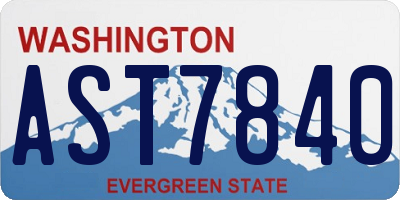 WA license plate AST7840