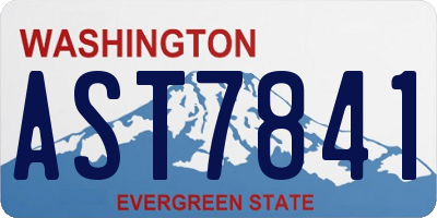 WA license plate AST7841