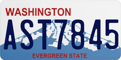 WA license plate AST7845