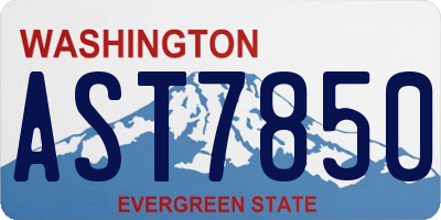 WA license plate AST7850