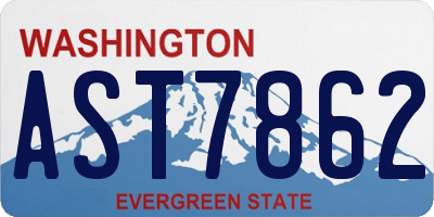 WA license plate AST7862