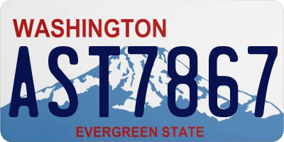 WA license plate AST7867