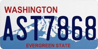 WA license plate AST7868