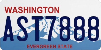 WA license plate AST7888