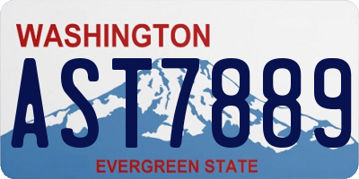 WA license plate AST7889