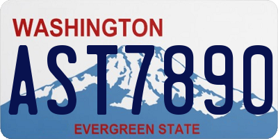 WA license plate AST7890