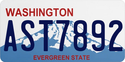 WA license plate AST7892