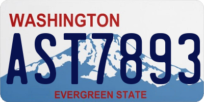 WA license plate AST7893