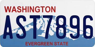 WA license plate AST7896