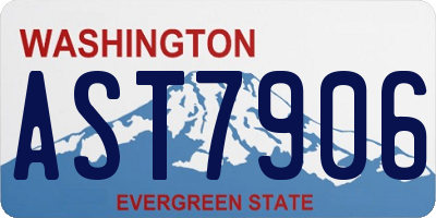 WA license plate AST7906