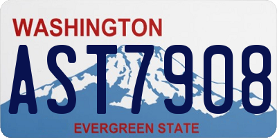 WA license plate AST7908