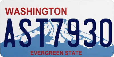 WA license plate AST7930