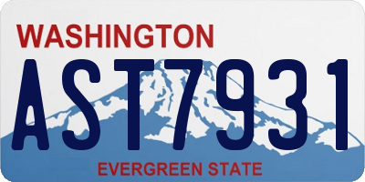 WA license plate AST7931