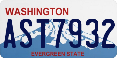 WA license plate AST7932