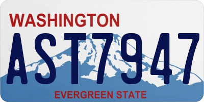 WA license plate AST7947