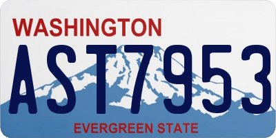 WA license plate AST7953