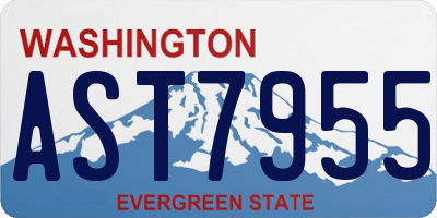WA license plate AST7955