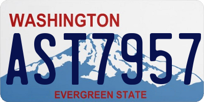 WA license plate AST7957