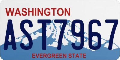 WA license plate AST7967