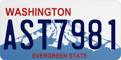 WA license plate AST7981