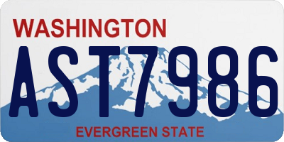 WA license plate AST7986