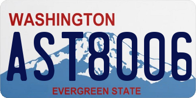 WA license plate AST8006
