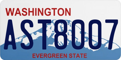 WA license plate AST8007